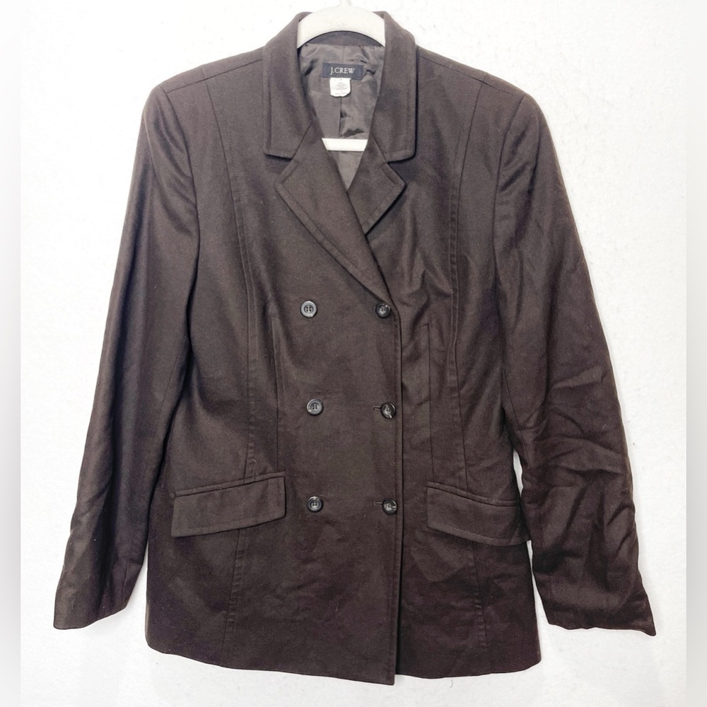 J.Crew Vintage Double Breasted 100% Wool Blazer Chocolate Brown Classic Lined